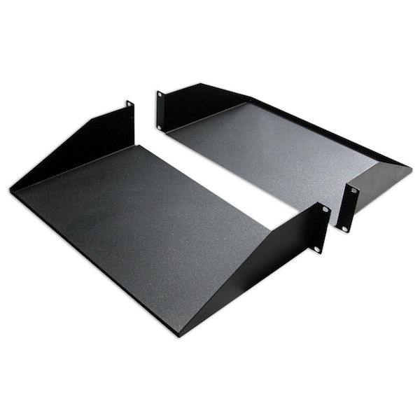 Quest Mfg Double-Sided Non-Vented Divided Shelf, 2U, 19" x 25"D, Black ES0919-0225 - main